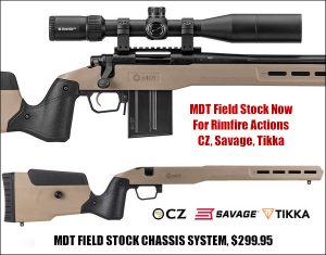 MDT Offers Field Stock for CZ, Savage, and Tikka Rimfire Rifles