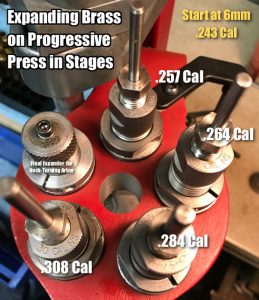 Expanding Brass Cases in Stages Using Progressive Press